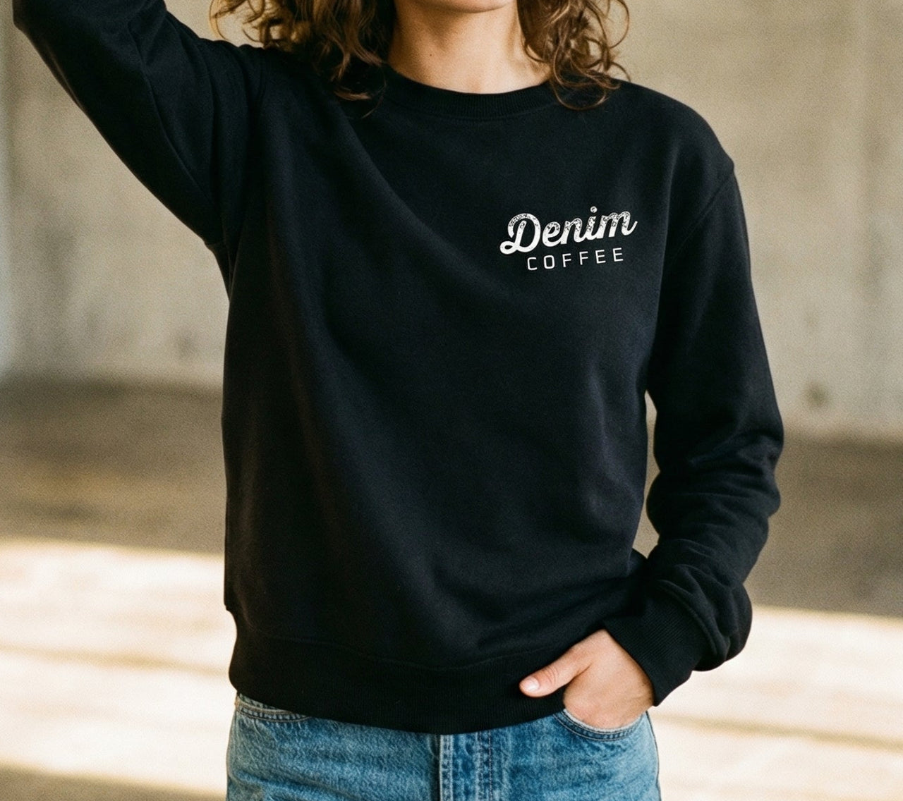 Denim Coffee Crewneck Sweatshirt